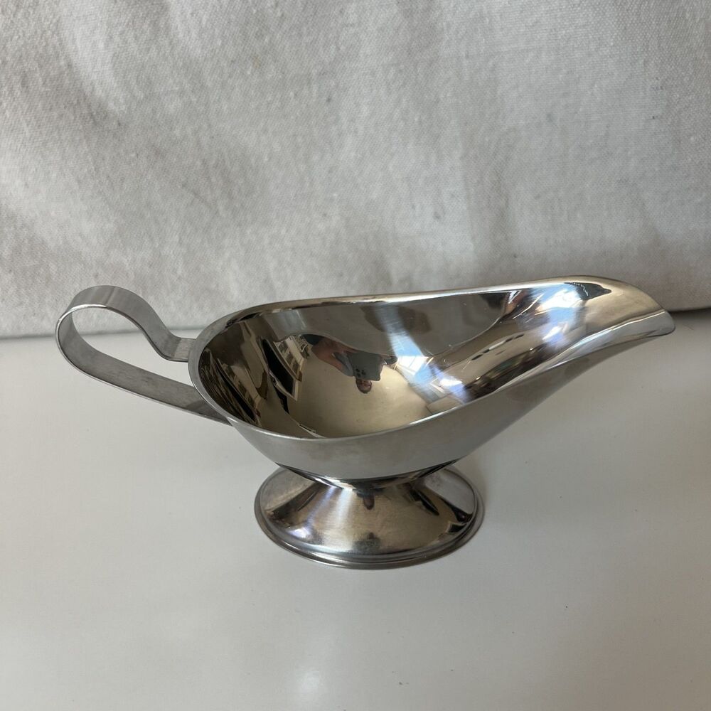Original Vintage Gravy Sauce Boat Stainless Steel Thanksgiving Holiday Serveware
